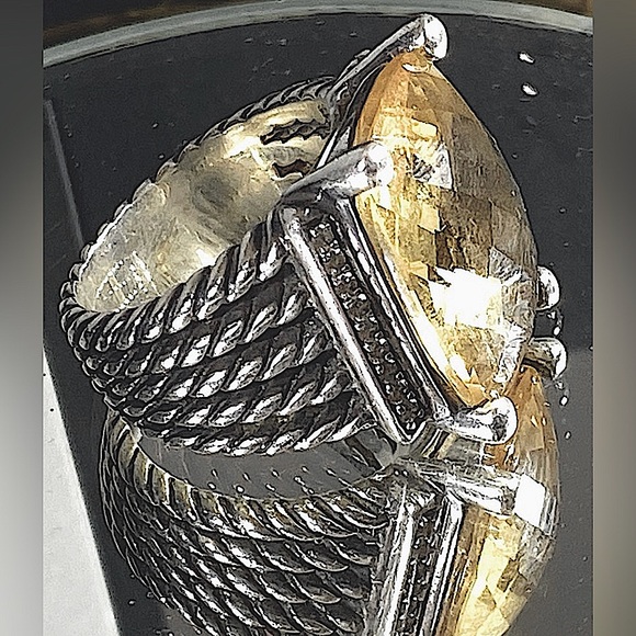 20x16mm David Yurman Large Wheaton Ring with Citrine and Pave Diamonds - Picture 16 of 16